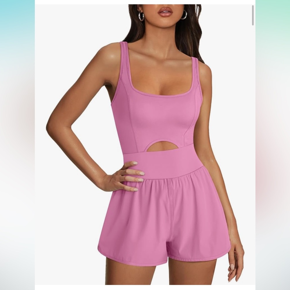 Cute pink workout romper
